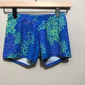 Motion Wear Girls Size Large Swim Short in Neon Blue, Pink & Yellow